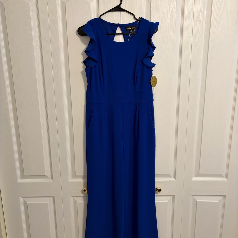 Chic Blue Ruffle Sleeve Jumpsuit